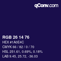 カラーコード: RGB 26 14 76 | qconv.com