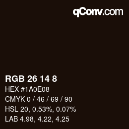 カラーコード: RGB 26 14 8 | qconv.com
