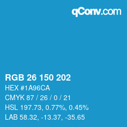 Color code: RGB 26 150 202 | qconv.com