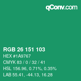 Farbcode: RGB 26 151 103 | qconv.com