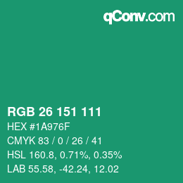 Color code: RGB 26 151 111 | qconv.com