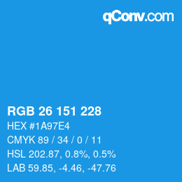 Color code: RGB 26 151 228 | qconv.com