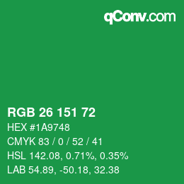 Color code: RGB 26 151 72 | qconv.com