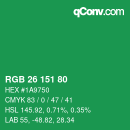カラーコード: RGB 26 151 80 | qconv.com