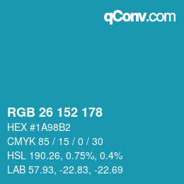 Color code: RGB 26 152 178 | qconv.com