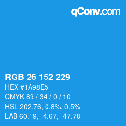 Color code: RGB 26 152 229 | qconv.com