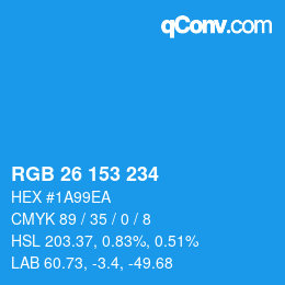 Color code: RGB 26 153 234 | qconv.com