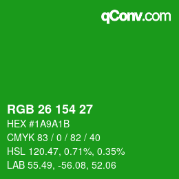 Color code: RGB 26 154 27 | qconv.com