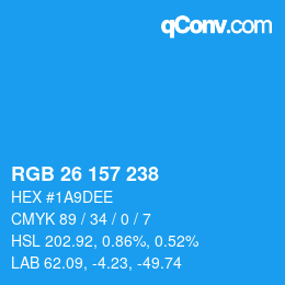 颜色代码: RGB 26 157 238 | qconv.com