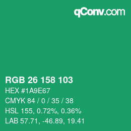 颜色代码: RGB 26 158 103 | qconv.com