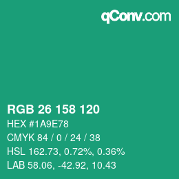 颜色代码: RGB 26 158 120 | qconv.com