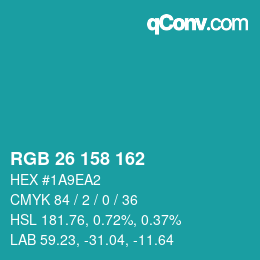 カラーコード: RGB 26 158 162 | qconv.com