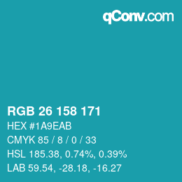 Color code: RGB 26 158 171 | qconv.com