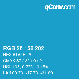 カラーコード: RGB 26 158 202 | qconv.com