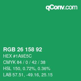 颜色代码: RGB 26 158 92 | qconv.com