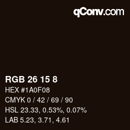 Color code: RGB 26 15 8 | qconv.com