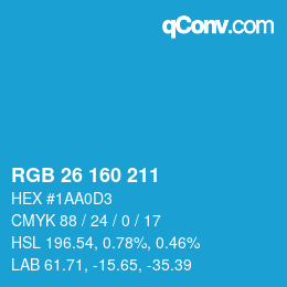 Color code: RGB 26 160 211 | qconv.com