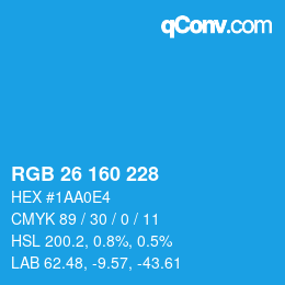 Color code: RGB 26 160 228 | qconv.com