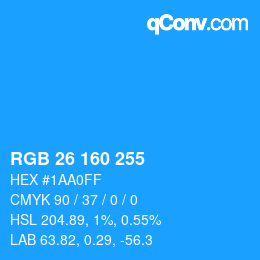 Color code: RGB 26 160 255 | qconv.com