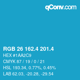 カラーコード: RGB 26 162.4 201.4 | qconv.com