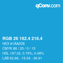 カラーコード: RGB 26 162.4 216.4 | qconv.com