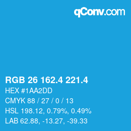 カラーコード: RGB 26 162.4 221.4 | qconv.com