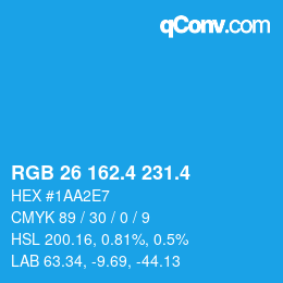 カラーコード: RGB 26 162.4 231.4 | qconv.com