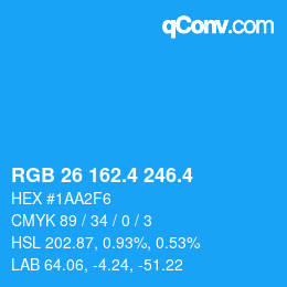 カラーコード: RGB 26 162.4 246.4 | qconv.com