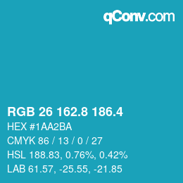 カラーコード: RGB 26 162.8 186.4 | qconv.com
