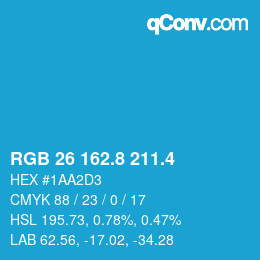 カラーコード: RGB 26 162.8 211.4 | qconv.com
