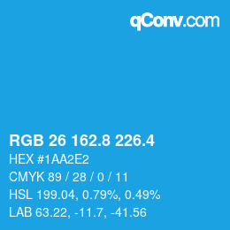 カラーコード: RGB 26 162.8 226.4 | qconv.com