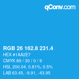 カラーコード: RGB 26 162.8 231.4 | qconv.com