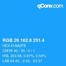 カラーコード: RGB 26 162.8 251.4 | qconv.com