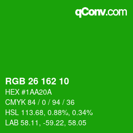 Color code: RGB 26 162 10 | qconv.com