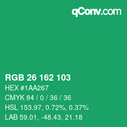カラーコード: RGB 26 162 103 | qconv.com