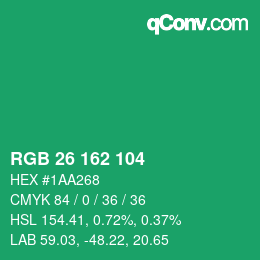 カラーコード: RGB 26 162 104 | qconv.com