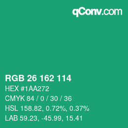Color code: RGB 26 162 114 | qconv.com