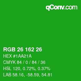 Color code: RGB 26 162 26 | qconv.com