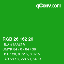 Color code: RGB 26 162 26 | qconv.com