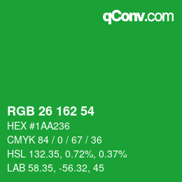 Color code: RGB 26 162 54 | qconv.com