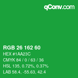 カラーコード: RGB 26 162 60 | qconv.com