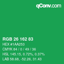 カラーコード: RGB 26 162 83 | qconv.com