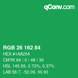 Color code: RGB 26 162 84 | qconv.com