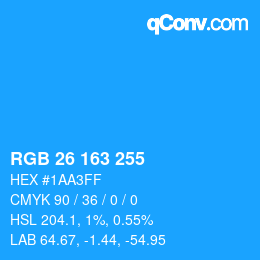 Color code: RGB 26 163 255 | qconv.com