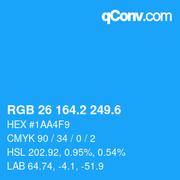 カラーコード: RGB 26 164.2 249.6 | qconv.com