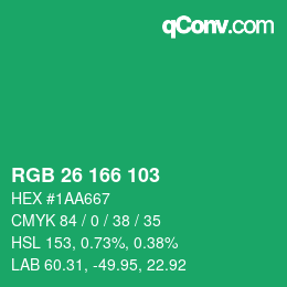 Color code: RGB 26 166 103 | qconv.com
