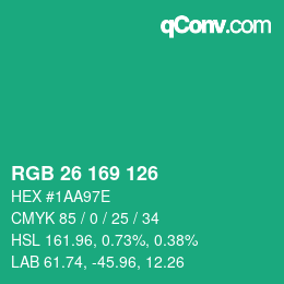 Color code: RGB 26 169 126 | qconv.com