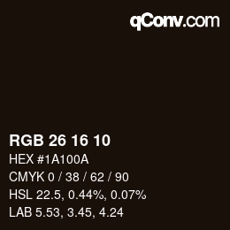 Código de color: RGB 26 16 10 | qconv.com