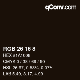 颜色代码: RGB 26 16 8 | qconv.com