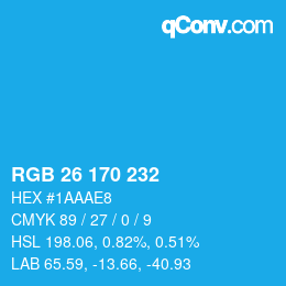 Color code: RGB 26 170 232 | qconv.com